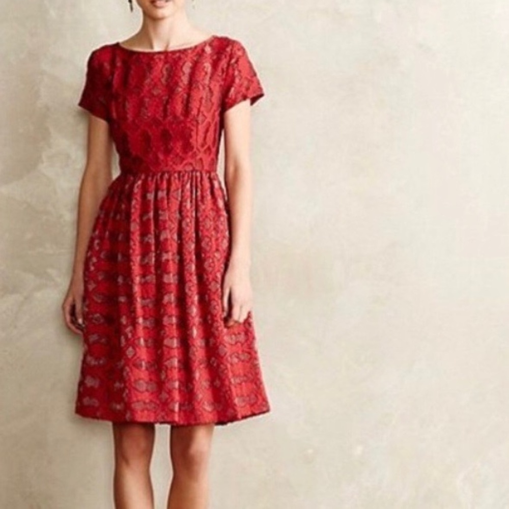 Moulinette Soeurs Red Rubied Lace Dress